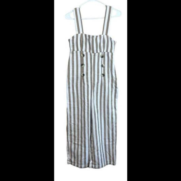 Urban Outfitters Striped Jumpsuit | Overalls Cute Buttons Women's Small - Picture 1 of 4